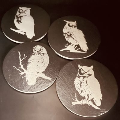 Round Natural Slate Coasters (Set of 4)