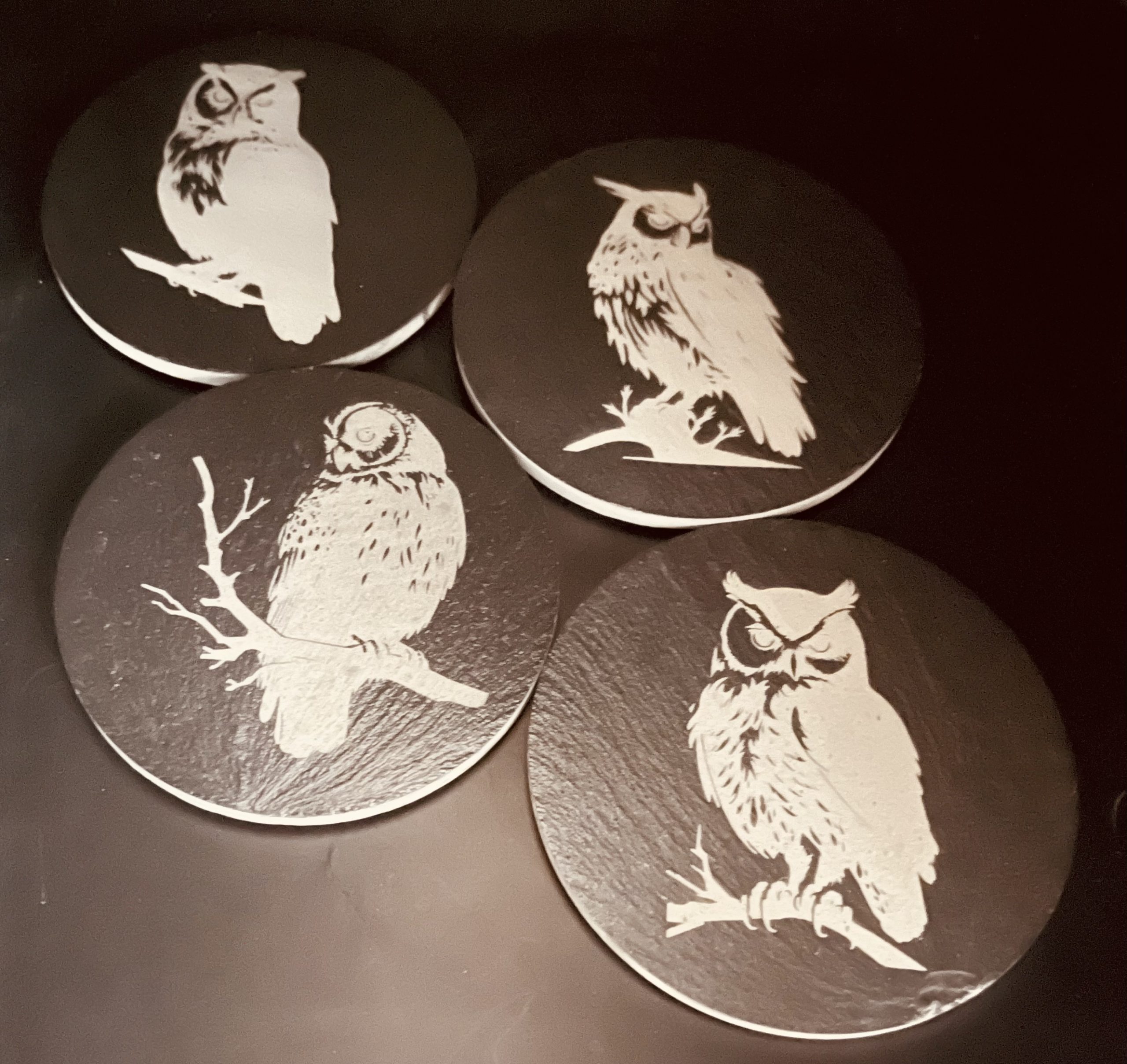 Round Natural Slate Coasters (Set of 4)