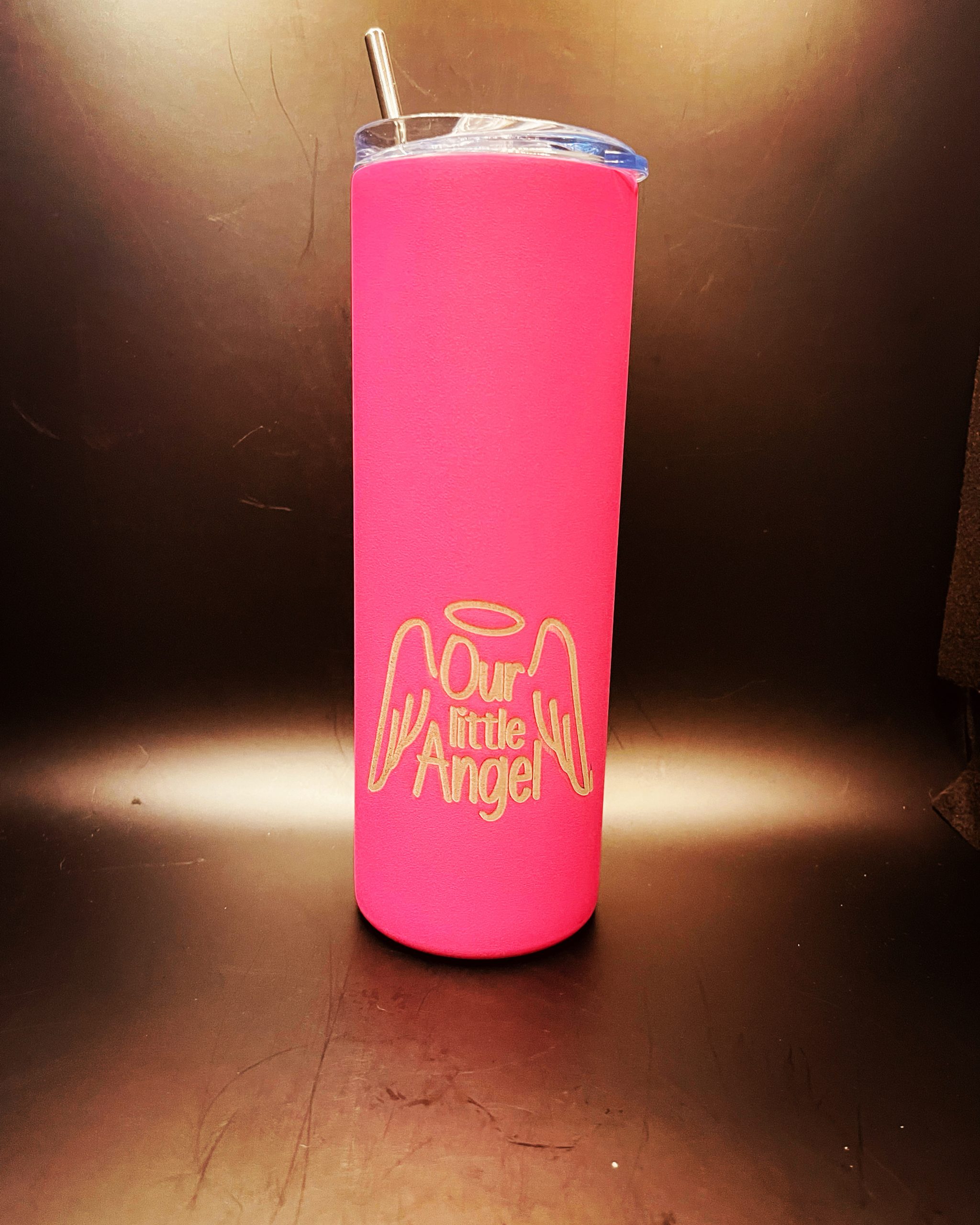 Custom Pink 20 oz Slim Tumbler with Straw